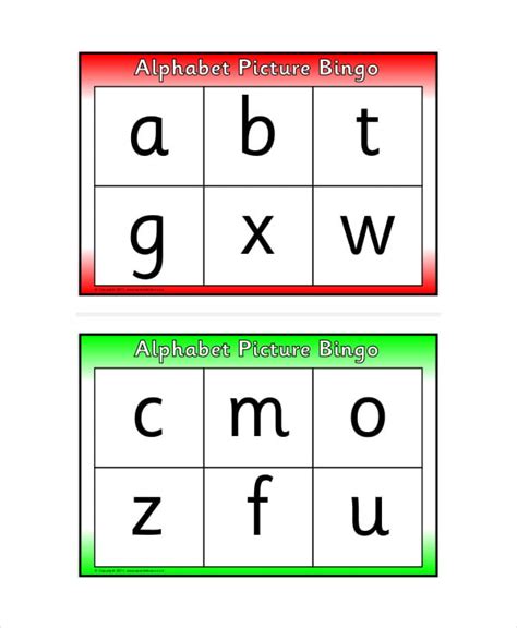 alphabet bingo  printable