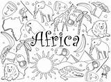 Coloriage Afrique Livre Vecteur Vectorillustratie Vettore Stampare Boek Kleurende Safari Lijnkunst Ispirazione Salone Bellezza Disegnato Animali sketch template