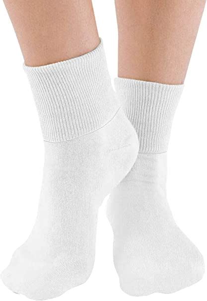 6 Pair Womens White Buster Brown Elastic Free Cotton Socks Sock Size