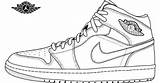 Jordan Air Drawing Nike Coloring Shoes Jordans Force Template Shoe Sneakers Retro Templates Drawings Sketch Line Pages Draw High Mid sketch template