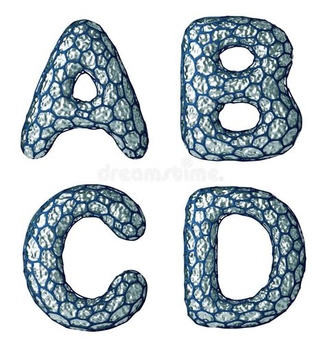 Realistic 3d Letter Set A B C D Made Of Silver Shining Metal Stock