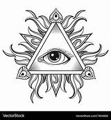 Eye Seeing Tattoo Illuminati Pyramid Symbol Vector Coloring Pages Stock Illustration Engraving Pyramide Vectors Hand Royalty Eyes Template Sketch Vectorstock sketch template