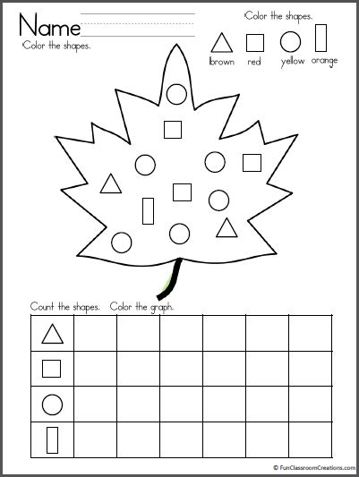 graphing shapes fall leaf theme   teachers