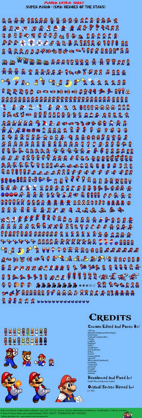 Mario Extra Poses Sprite Sheet Final Update By Tufftony On