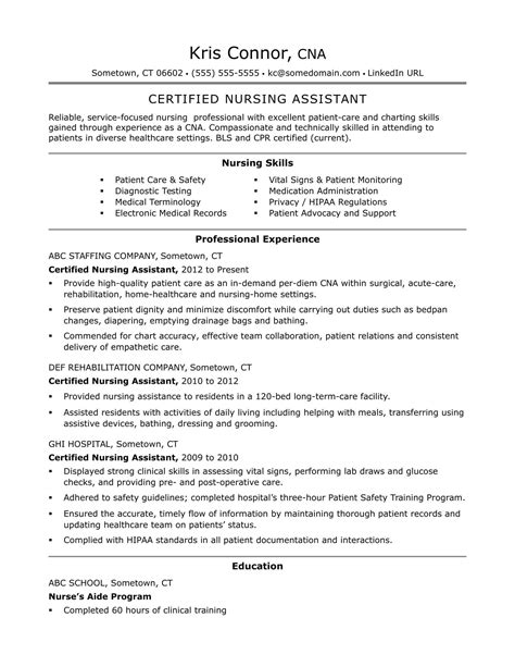 nursing assistant resume   experience   learning