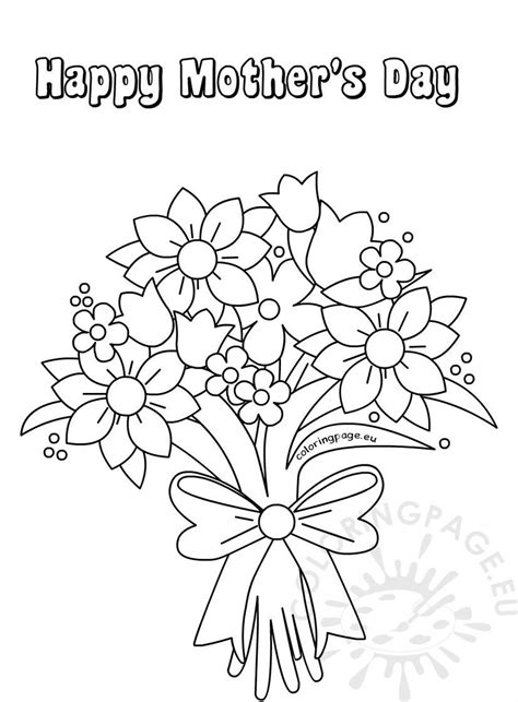 cute flower bouquet card  mothers day coloring page