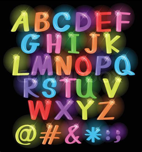 neon coloured letters   alphabet stock vector colourbox