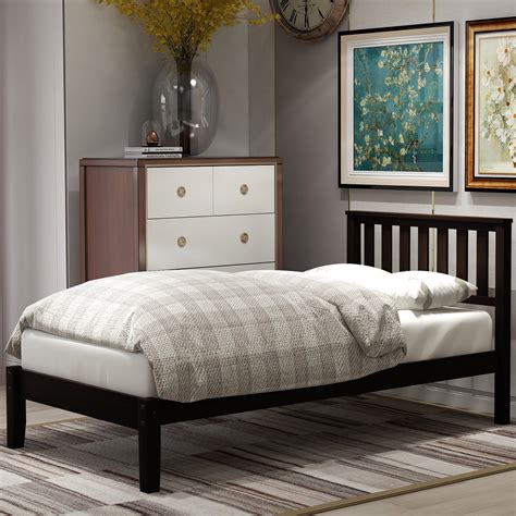 twin bed  box spring required heavy duty platform bed frame