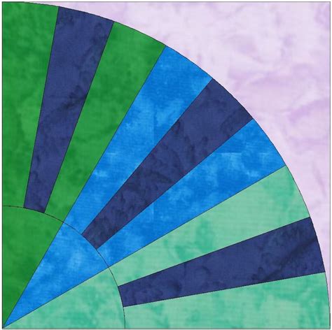 silk rainbow fan quilt template quilting block pattern  etsy