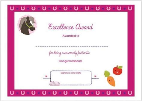 horse theme award certificate  printable description