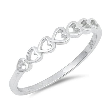 Sac Silver Choose Your Color Stackable Love Heart Promise Ring New