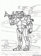 Coloring Pages Robot Futuristic Space Wars Army Spaceguard Costume Ship Battle sketch template