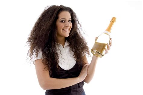 Young Woman Holding Wine Bottle Stock Images Image 7206424