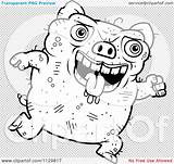 Pig Ugly Outlined Running Coloring Clipart Cartoon Vector Thoman Cory sketch template