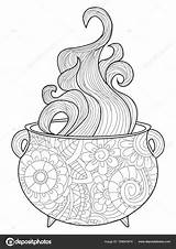 Cauldron Coloring Heksenketel Bruja Raster Kleurplaat Dibujos Stress Ketel Stoom Heksen Zentangle 1700 Depositphotos sketch template