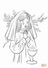 Communion Coloring Pages Girl Printable Categories sketch template