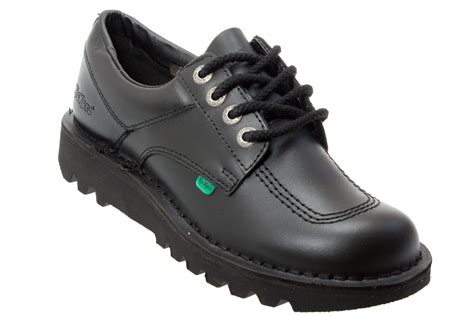 kickers kick lo  core mens black leather school shoes size   ebay