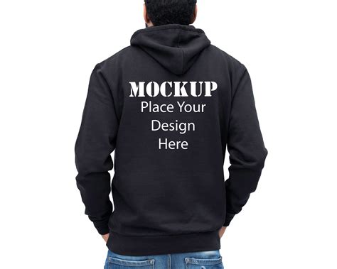 black hoodie mock   view male model white background jpeg file