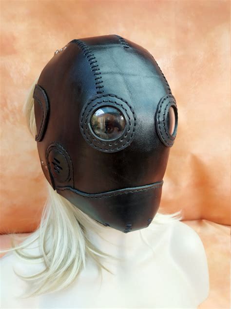 black leather bdsm mask facemask sew toy mask sex etsy