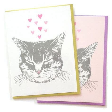 cat card blank cat cards happy cat greeting cards valentine etsy