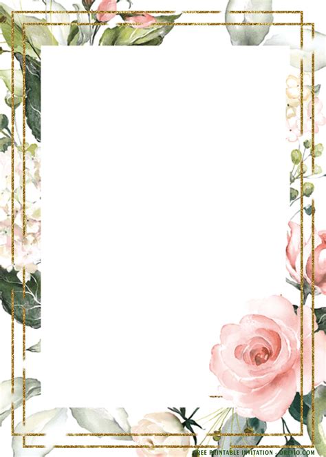 printable floral frame invitation templates