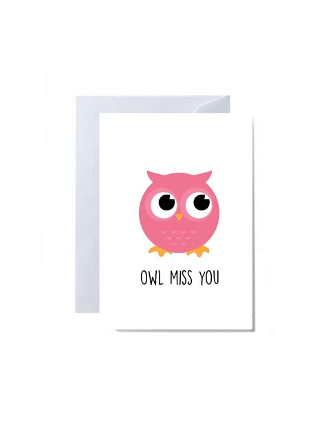 owl   card cute bird animal card funny adorable pun etsy