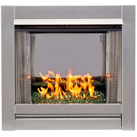 Duluth Forge Ventless Stainless Outdoor Gas Fireplace Insert With Refl