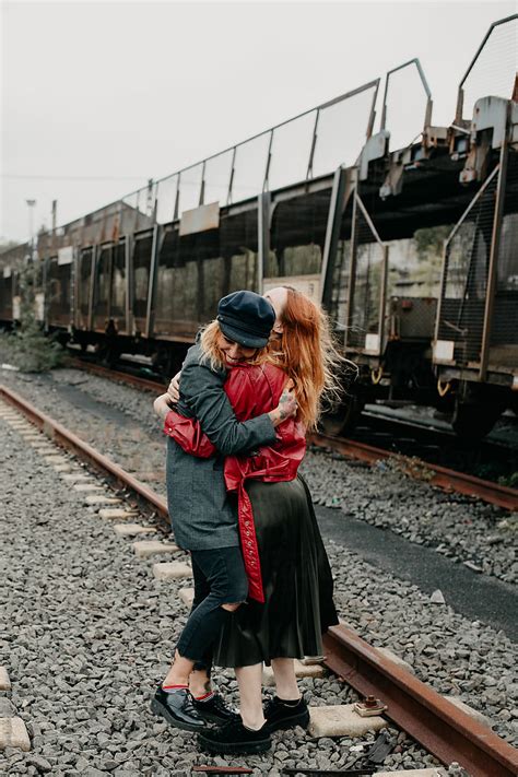 beautiful lesbian couple shoot on an abandoned railway del