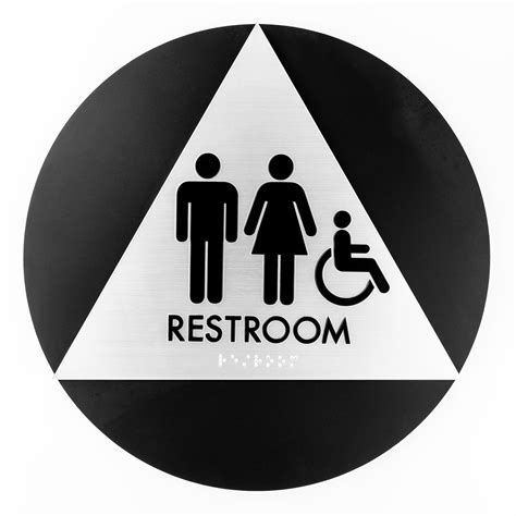 california restroom sign unisex handicap symbol brushed aluminum