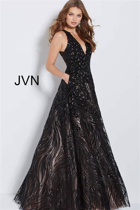 Jvn60641 Black Backless Sleeveless Evening Ballgown