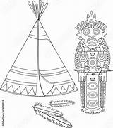 Poles Totem Teepee Coloring Indian Comp Contents Similar Search sketch template