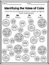 Coins Coloring Learning Money Worksheets Teacherspayteachers Coin Value Teaching Identifying Identify Color sketch template