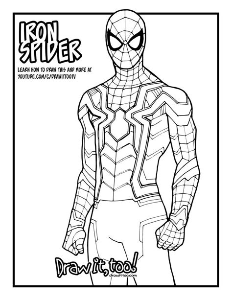 draw iron spider   spiderman coloring avengers coloring