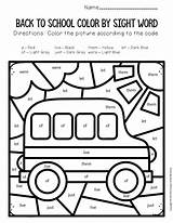Grade School Worksheets Back First Bus Sight Color Word Comment Leave Pencils sketch template
