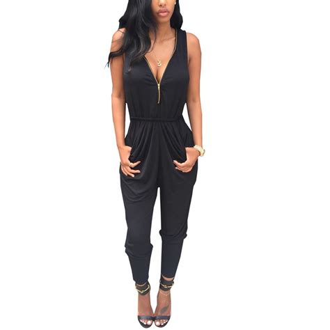 sexy long black rompers womens jumpsuit for women overalls sleeveless