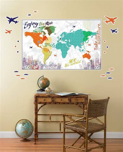 multi color map giant wall decal partybellcom