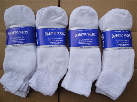 creswell sock mills  pairs  mens white diabetic ankle socks   king size   usa