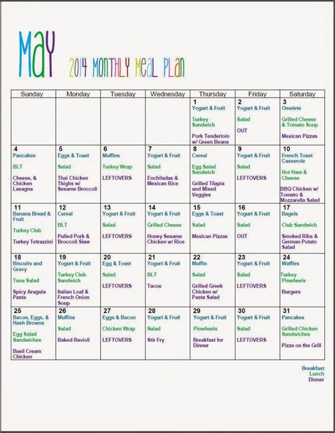 monthly meal planning  mom mart freeprintable mealplan organize