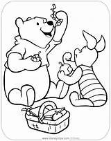 Pooh Coloring Winnie Pages Piglet Sharing Picnic Friends Disneyclips sketch template