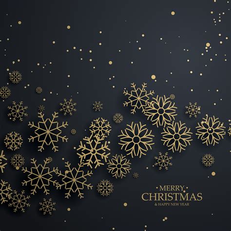 awesome black background  gold snowflakes  merry christma