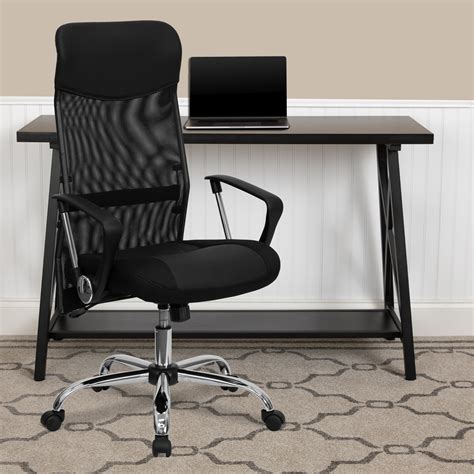 split leather high back office chair with mesh back black walmart