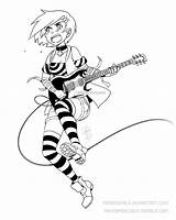 Punk Girl Rock Zombiesmile Anime Drawings Deviantart Lineart Manga sketch template