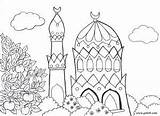 Mewarnai Islami Anak Ramadan Mosque Moschee Kartun Kaligrafi Contoh Malvorlagen Muslims Masjid Eid Besuchen Hello Sketsa Mosques Putih sketch template