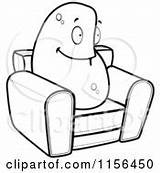 Potato Couch Clipart Cartoon Lazy Chair Vector Outlined Coloring Thoman Cory Sitting Happy Blue Poster Print Clipartof sketch template