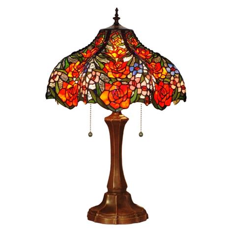 red roses handcrafted stained glass tiffany style table lamp free