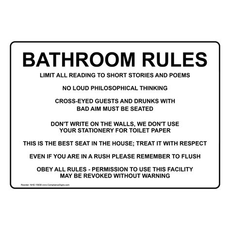 bathroom rules sign nhe  restroom etiquette