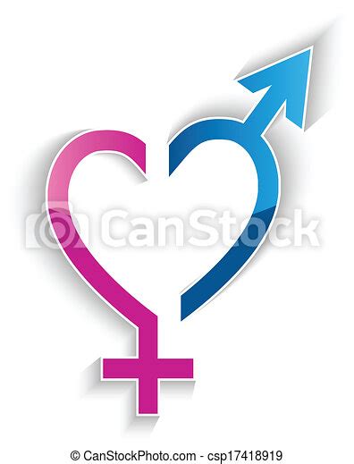 Vector Clip Art Of Male And Female Sex Symbol Heart Shape Concept