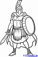 Roman Soldier Drawing Warrior Spartan Draw Sketch Step Coloring Soldiers Drawings Helmet Pages Easy Cloak Dragoart Color Ancient Drawn Rome sketch template
