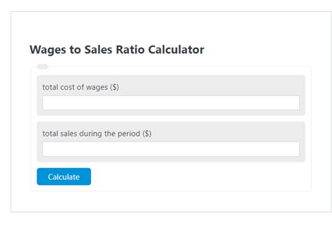 wages  sales ratio calculator calculator academy