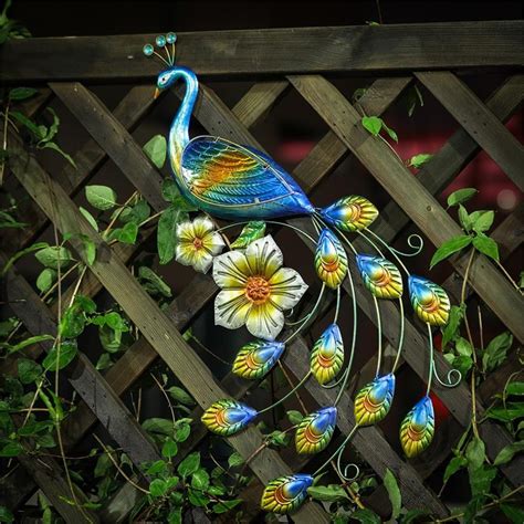 Luxenhome Peacock Metal And Glass Outdoor Wall Decor Whao1200